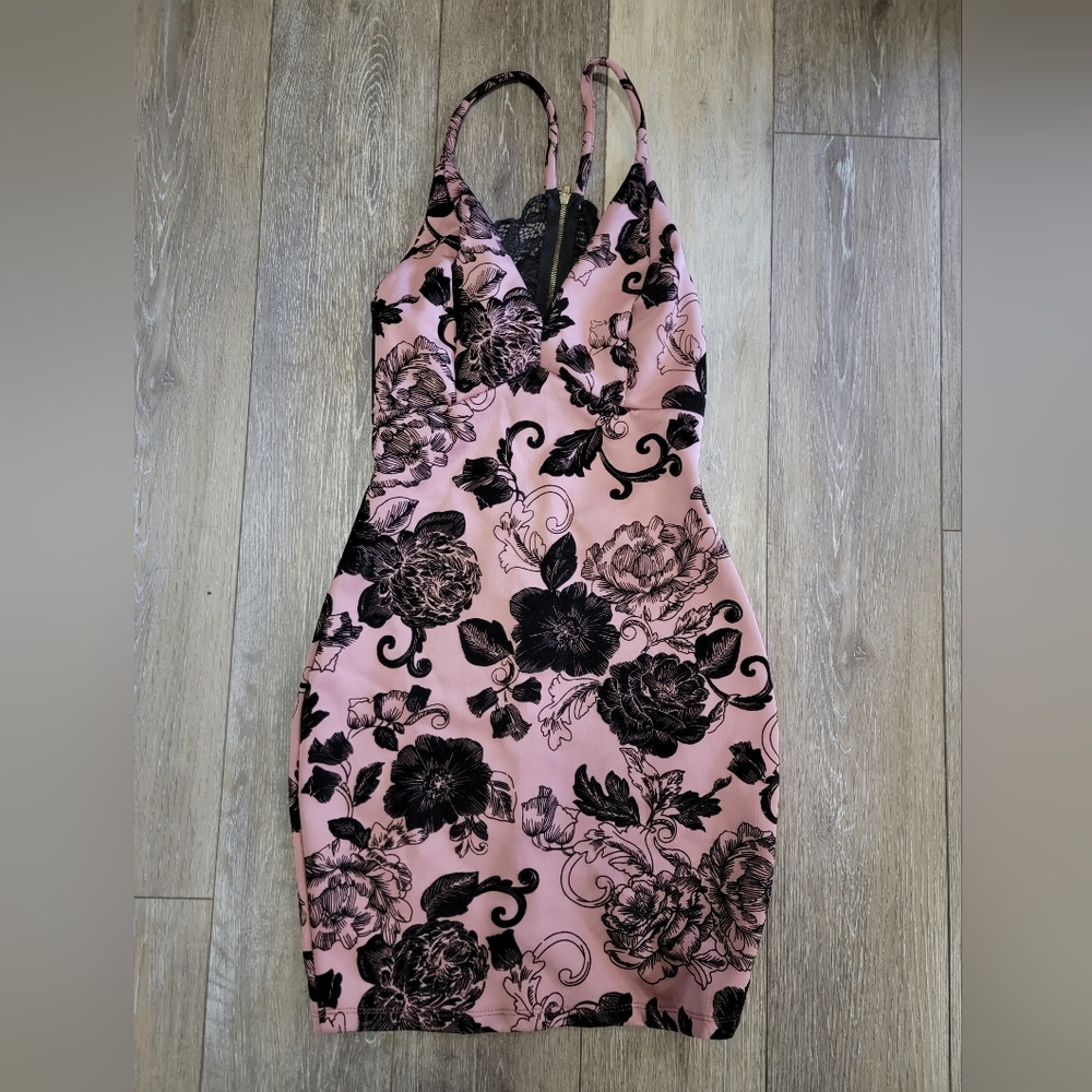 Pink floral party dress